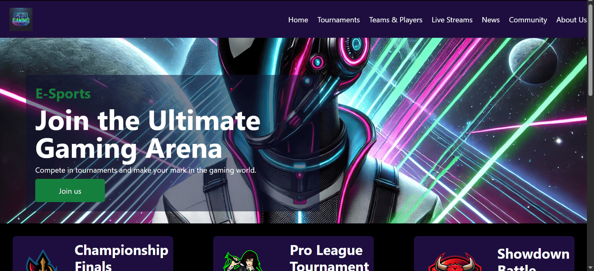 E-Sports Gaming Website
